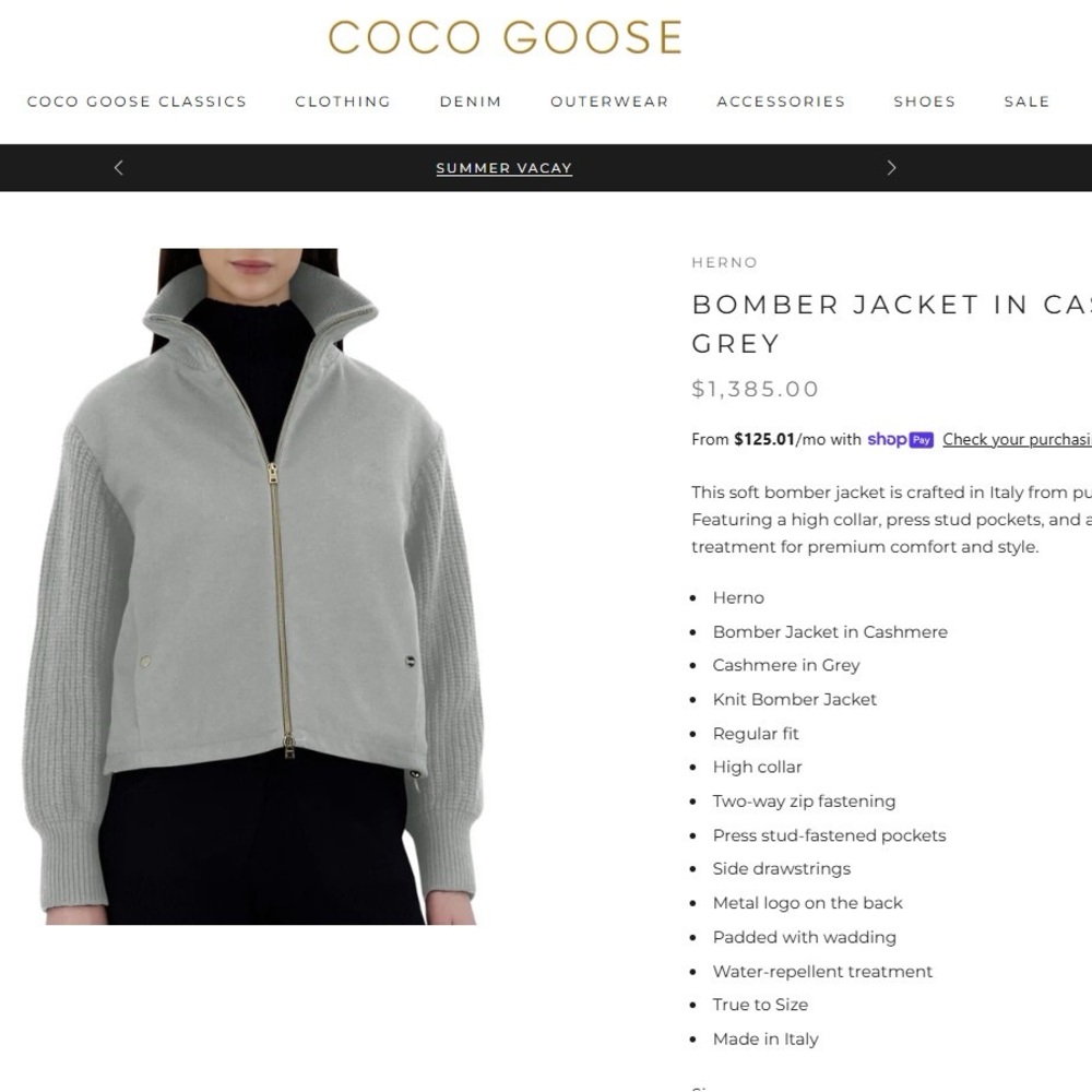 Herno Gray Bomber Jacket Premium Style